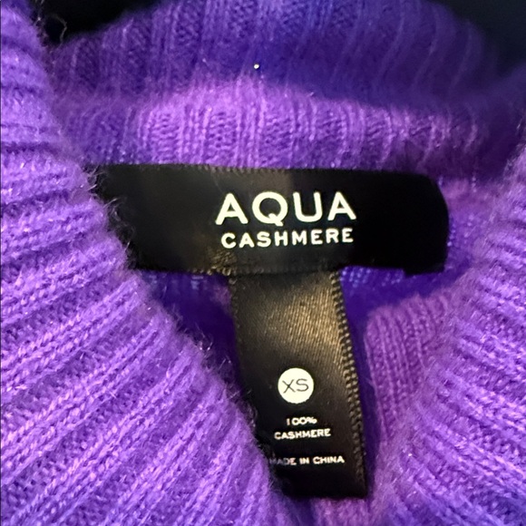 Aqua Vibrant Purple Cashmere Cowl Neck Sweater - Picture 2 of 5